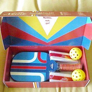 Nettie 2 Player Pickleball Paddle Set w/Balls/headbands/Instruction New in Box